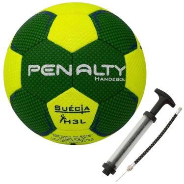 Imagem de Kit Bola de Handebol H3L Ultra Grip X + Bomba de Ar Dupla Ação Verde e Branco Penalty