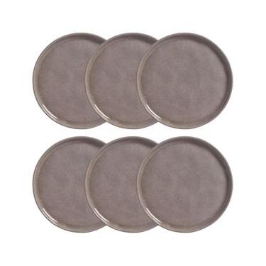 Imagem de Conjunto 6 Pratos Para Sobremesa Bio Shimeji 21cm Cinza Porto Brasil Cerâmica Mesa Posta