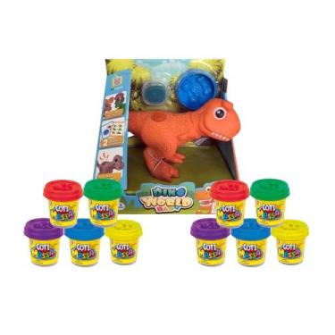 Imagem de Kit Brinquedo Infantil Dino World Babys Carnotauro Massinha de Modelar
