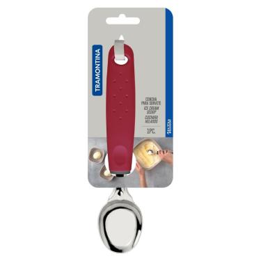 Imagem de Concha para Sorvete Utilità Servir Sobremesa Aço Inox Lâmina Eficiente Cabo Polipropileno Cozinha Vermelho Tramontina