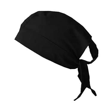 Imagem de Bandana Lenço Preto ou Branco Motoqueiro Chef Cozinha Uniforme Restaurante Hamburgueria Pizzaria cozinheiro lanche Com Laço (Preto)