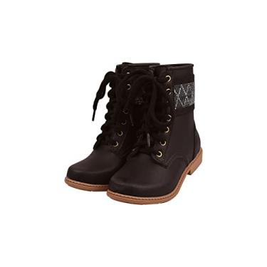 Imagem de Bota Coturno Infantil Menina Cadarço e Fita Elástico Preto