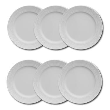 Imagem de Conjunto de Pratos de Sobremesa Germer Chevron em Porcelana 20,5 cm – 6 Peças