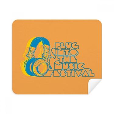 Imagem de Fone de ouvido com estampa de música laranja, pano de limpeza, 2 peças, tecido de camurça