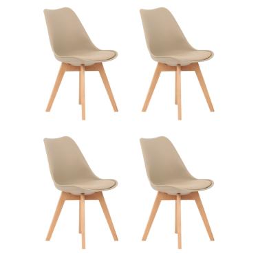 Imagem de Kit 4 Cadeiras Design Leda Eames Estofada Wood