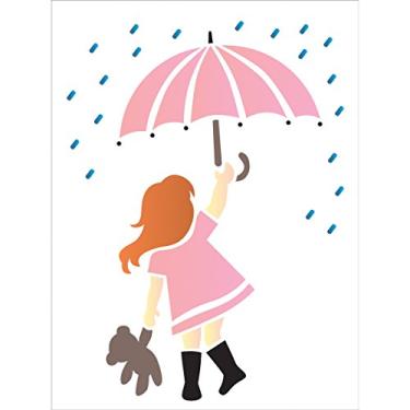 Imagem de Stencil de Acetato para Pintura OPA Simples 15 x 20 cm - 2166 Menina com Guarda-Chuva