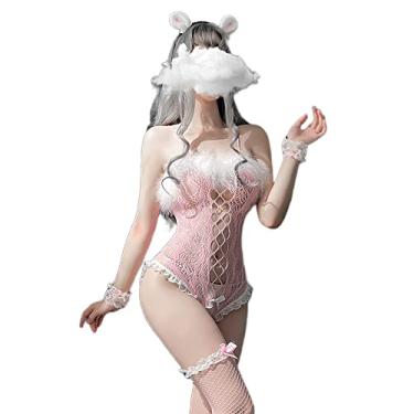 Imagem de Temptshow Anime cute cat cosplay Japanese sexy underwear uniform suit maid uniform (pink)
