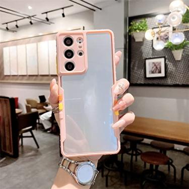 Imagem de Capa protetora de telefone rígida transparente fashion para samsung galaxy a32 a52 5g s21 plus s21 ultra a10s a21s a02, rosa, para m02
