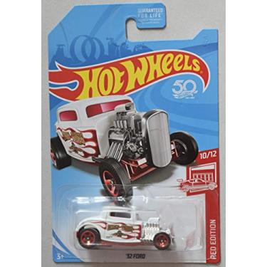 Imagem de Hot Wheels RED Edition 10/12, White with RED Flames '32 Ford 50TH Anniversary Card