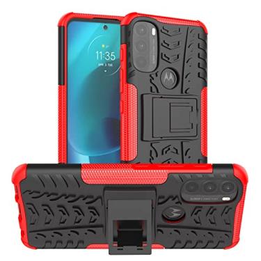 Imagem de YUNCHAO Caixa de telefone Para Motorola Moto G71 5G Textura TPU + Caixa de telefone PC com suporte capa para celular