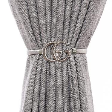 Imagem de Alça de cortina de mola de metal de vento nórdico alça de cortina de decoração de janela de folha suportes de cortina tiebacks, T14,1 Pçs