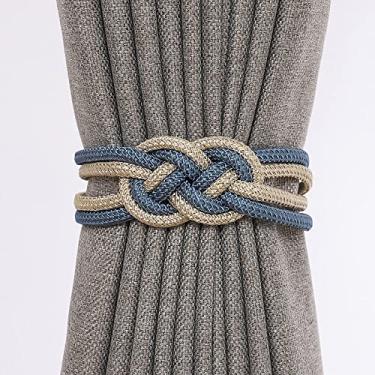 Imagem de Gravata de cortina de nó chinês luz de luxo simples fivela de cortina ímã cinto de gravata decoração de janela suportes de cortina de cortina tiebacks, T8,4 pcs