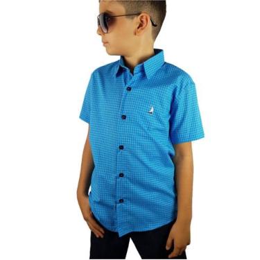 Imagem de Camisa Infantil E Juvenil Xadrez Azul Claro - Base D'água - Surf Wear