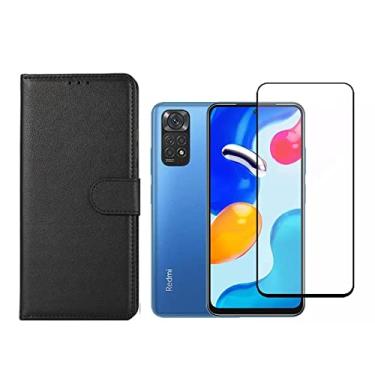 Imagem de Kit Capa Carteira Flip + Película Vidro 3d 9D Compatível Xiaomi Redmi Note 11 Redmi 10C Poco X4 Pro M4 Pro (Note 11s)