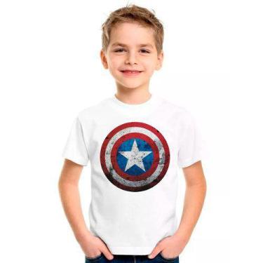 Imagem de Camiseta Capitão América Camisa Herói Adulto Infantil - Vetor Camisari