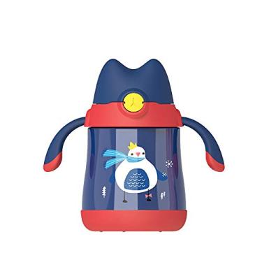 Imagem de Caneca de viagem de aço inoxidável Thermos Kids Flask copo térmico livre de BPA com canudo garrafa de água 350 ml (azul)