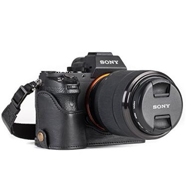 Imagem de MegaGear Meia capa e alça para câmera de couro Sony Alpha A7S II, A7R II, A7 II Ever Ready, com acesso à bateria - preto - MG1123