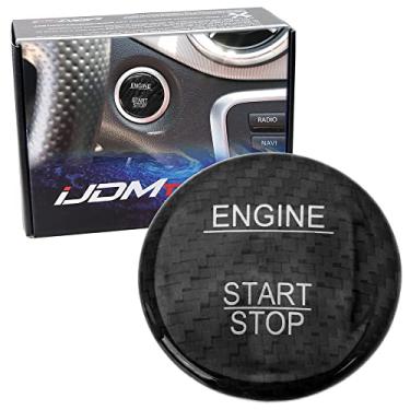 Imagem de iJDMTOY (1) capa de fibra de carbono real brilhante compatível com botão de partida e parada de partida do motor sem chave MercedesiJDMTOY preto AA3347a-Black