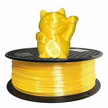 Imagem de Filamento PLA amarelo de seda 1,75 mm Filamento para impressora 3D 1 kg Carretel de 1 kg Brilho sedoso brilhante metálico amarelo material de impressão 3D CC3D cor amarelo brilhante
