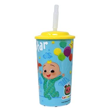 Imagem de Cocomelon Copo esportivo de polipropileno de 473 ml com tampa e canudo - 2 peças
