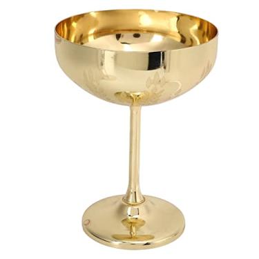 Imagem de cálice de aço inoxidável 304,Taça de champanhe de metal, copo de vinho tinto gravado para festa de bar, copo decorativo para bebida de suco, taça de champanhe, acessórios para (Gold1)