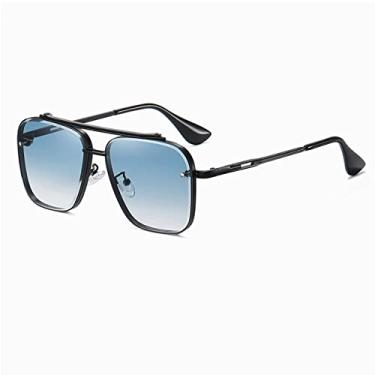 Imagem de Óculos de Sol Gradiente para Homens Moda Metal Grande Armação Óculos de Sol Design UV400, preto azul, tamanho único