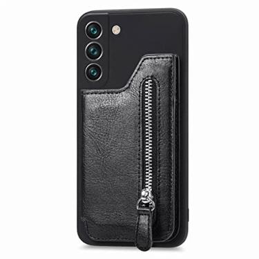 Imagem de Bolsa de couro para cartões de carteira com zíper para Samsung Galaxy S22 Ultra S21 S20 FE Note 20 A73 A53 A52 A23 A33 A32 Bolsa de cartão preta para Galaxy M52