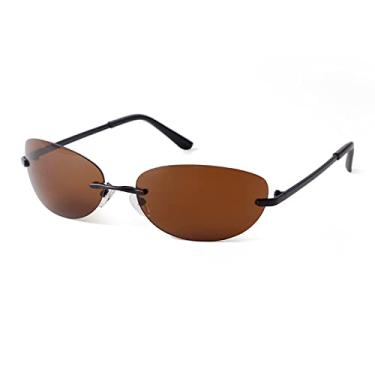 Imagem de Óculos de sol cat eye retangular sem aro masculino design feminino óculos de sol lente prata sem armação óculos óculos, tamanho único