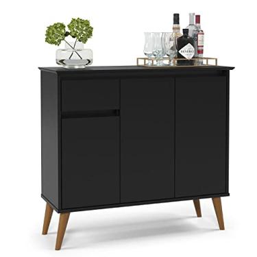 Imagem de Aparador Buffet Multiuso Veneza 3 Portas 1 Gaveta Retrô EJ Móveis Preto