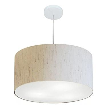 Imagem de Lustre Pendente Cilíndrico Cúpula Tecido 50x30 cm, Vivare Iluminação, Pendente4245 LLA-35, Linho Bege, Médio
