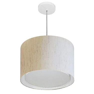 Imagem de Lustre Pendente Cilíndrico Duplo Cúpula Tecido 30/40x35 cm, Vivare Iluminação, Pendente4292 LLA, Linho Bege, Médio