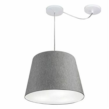 Imagem de Lustre Pendente com Desvio de Centro Cúpula Tecido 30/30x40 cm, Vivare Iluminação, Pendente4276 CZ, Cinza, Médio