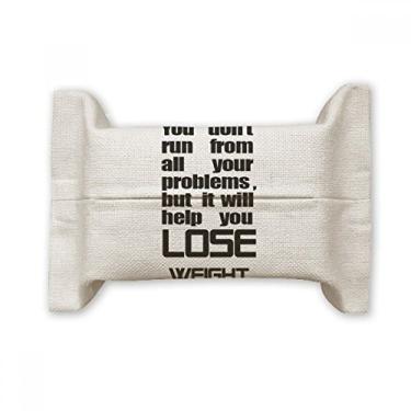 Imagem de Lose Weight Slogan inglês letra preta suporte de papel para lenços faciais saco de linho de algodão