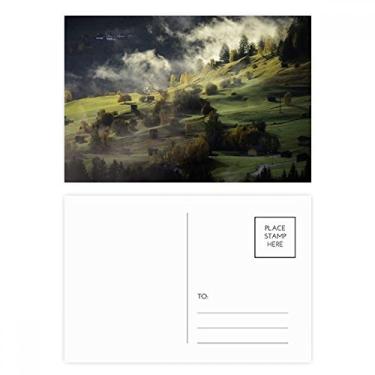 Imagem de Cartão postal Village Fog Hill Paisagem Floresta Conjunto de cartões postais de aniversário