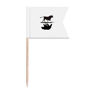 Imagem de Sinalizadores de palitos de dente Reflection Stock Market Bull para placa de queijo de bolo de festa