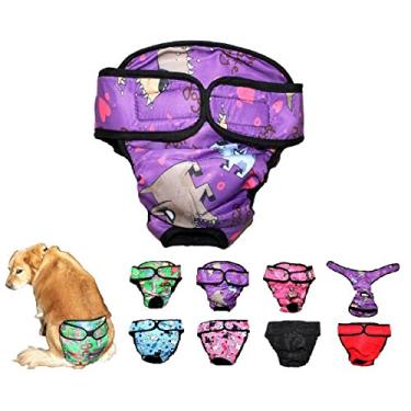 Imagem de Fralda de cachorro reutilizável lavável para raças de cães grandes e médias e grandes tamanho G, GG, XGG (GG: cintura 56 cm - 71 cm, cachorro roxo)