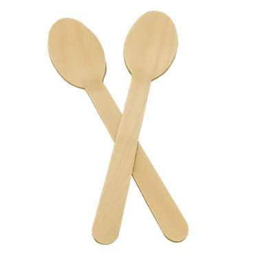 Imagem de Colher de Madeira (16 Cm) Descartável Ecológico - Biodegradável (100-Coler-G)