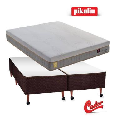 Imagem de Conjunto Pikolin Vibration Box Castor Marrom Queen Size 158X198X70cm