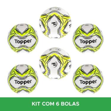 Imagem de Kit 6 Bolas Futebol De Campo Topper Slick 2020 Amarelo Neon E Preto