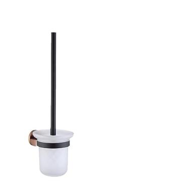 Imagem de Ferragens para banheiro em aço inoxidável preto fosco ouro rosa Suporte para rolo de toalha Suporte para escova de vaso sanitário Conjunto de banheiro, porta escova de vaso sanitário