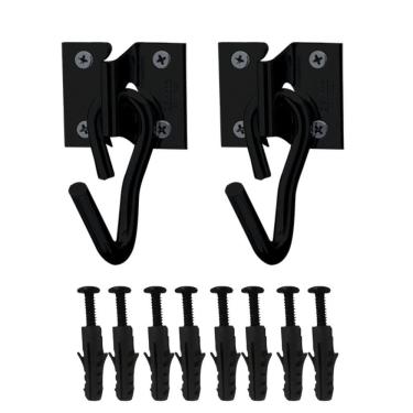 Imagem de Kit Gancho Armador Rede Aço Completo C/Bucha+Parafusos Preto