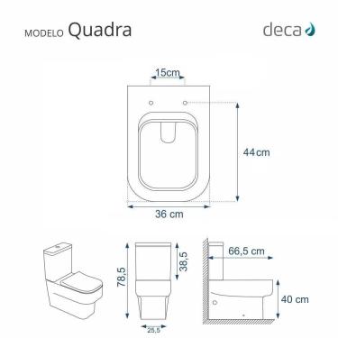 Imagem de Tampa De Vaso Sanitario Com Amortecedor Quadra Branco Para Bacia Deca
