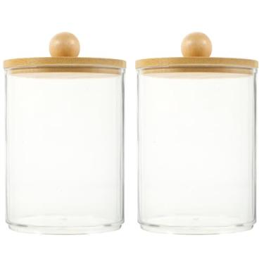 Imagem de Alipis 2 Unidades Frascos De Boticário De Acrílico Porta Acessórios De Cabelo Porta-cotonetes Pequenos Caixa De Almofada De Maquiagem Cômoda Bambu Comida Caixa De Armazenamento Viagem