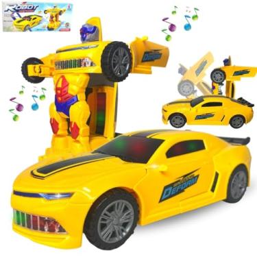 Imagem de Carrinho Camaro Transformers Vira Robô Luz Som Bate Volta F