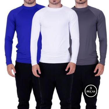 Imagem de Kit 3 Blusa Fitness Térmica Segunda Pele Proteção Solar Uv 50+ - Blusa