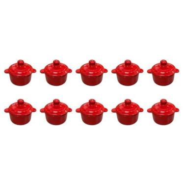 Imagem de Panelinha de Cerâmica Mini Caçarola Degustação Molho Sobremesa Kit 10 unidades (Vermelho)