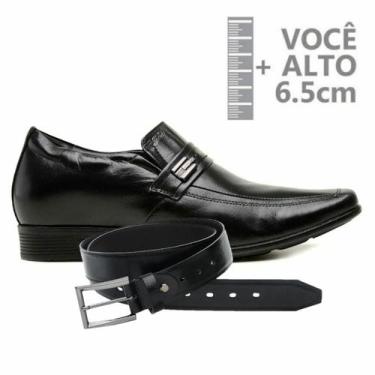Imagem de Sapato Com Salto Interno Couro Jota Pe Preto + Cinto 71363