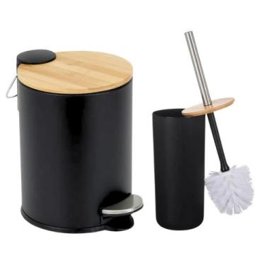 Imagem de Kit Para Banheiro Lixeira Cesto De Lixo 3L E Escova Sanitária Vassoura