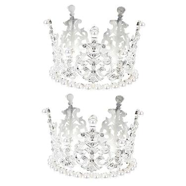 Imagem de NOLITOY 2 Unidades coroa de aniversário para crianças Liga Bolo de aniversário Acessórios cartola noiva de cabelo