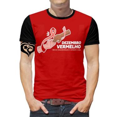 Imagem de Camiseta Dezembro Vermelho Masculina Blusa Mão - Alemark